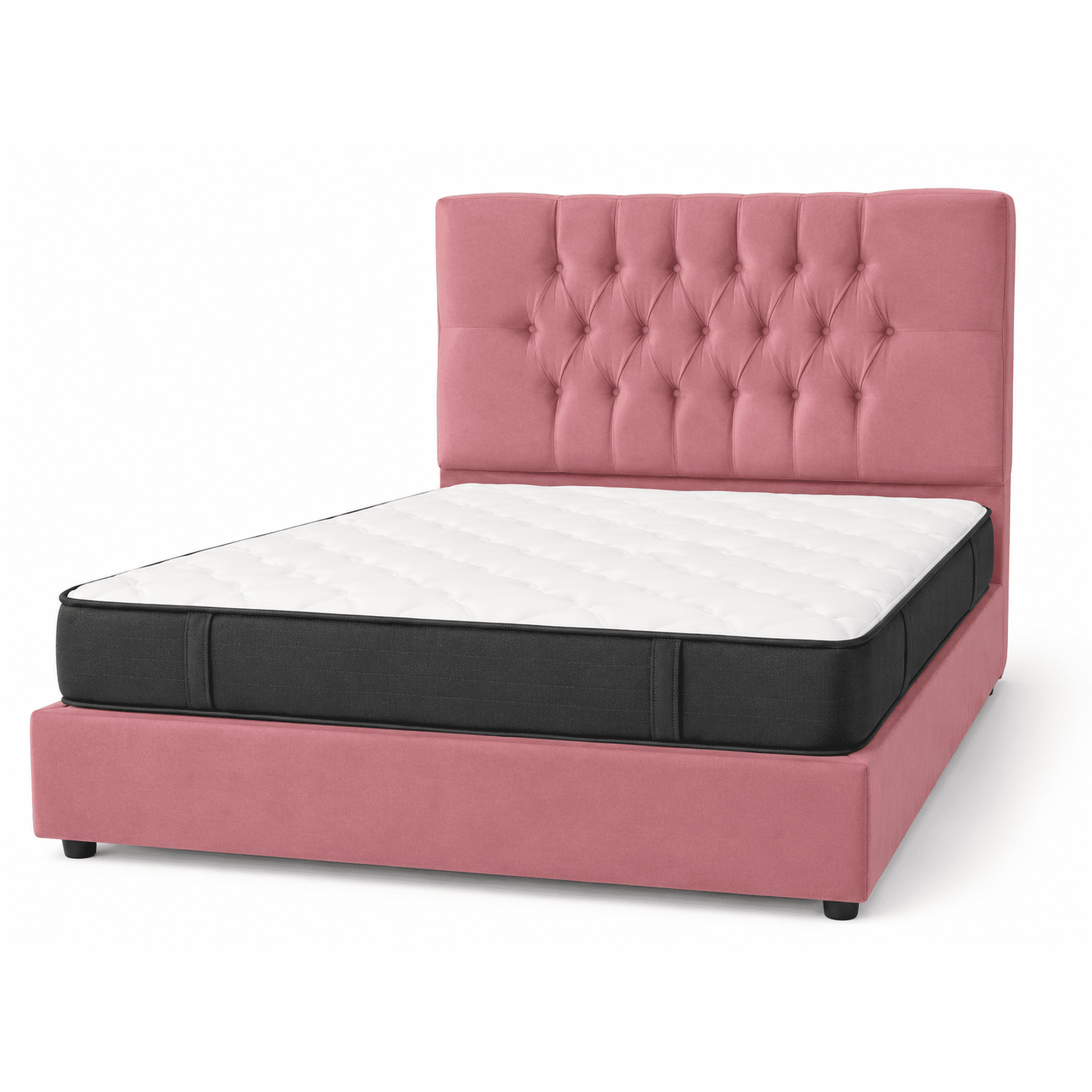 Rous Muebles - Cama Premium 2 Plazas Más Colchón, Color Palo Rosa