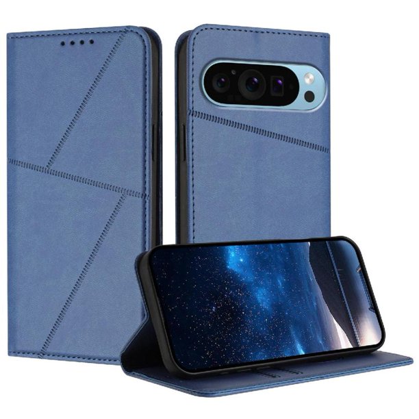 Funda Cartera Magnética para Google Pixel 9 Pro XL Protección Antichoque con Ranuras Azul