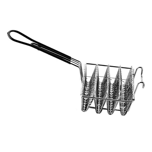 Freidora de tacos de material acero inoxidable 4 / 6 Herramienta de cocina de tarta de cocina Freidora Freidora Soporte de taco para , Forma de 4 rejillas Medio