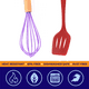 thumbnail image 3 of Juego de 2 mini utensilios de cocina de silicona con mangos de madera., 3 of 5
