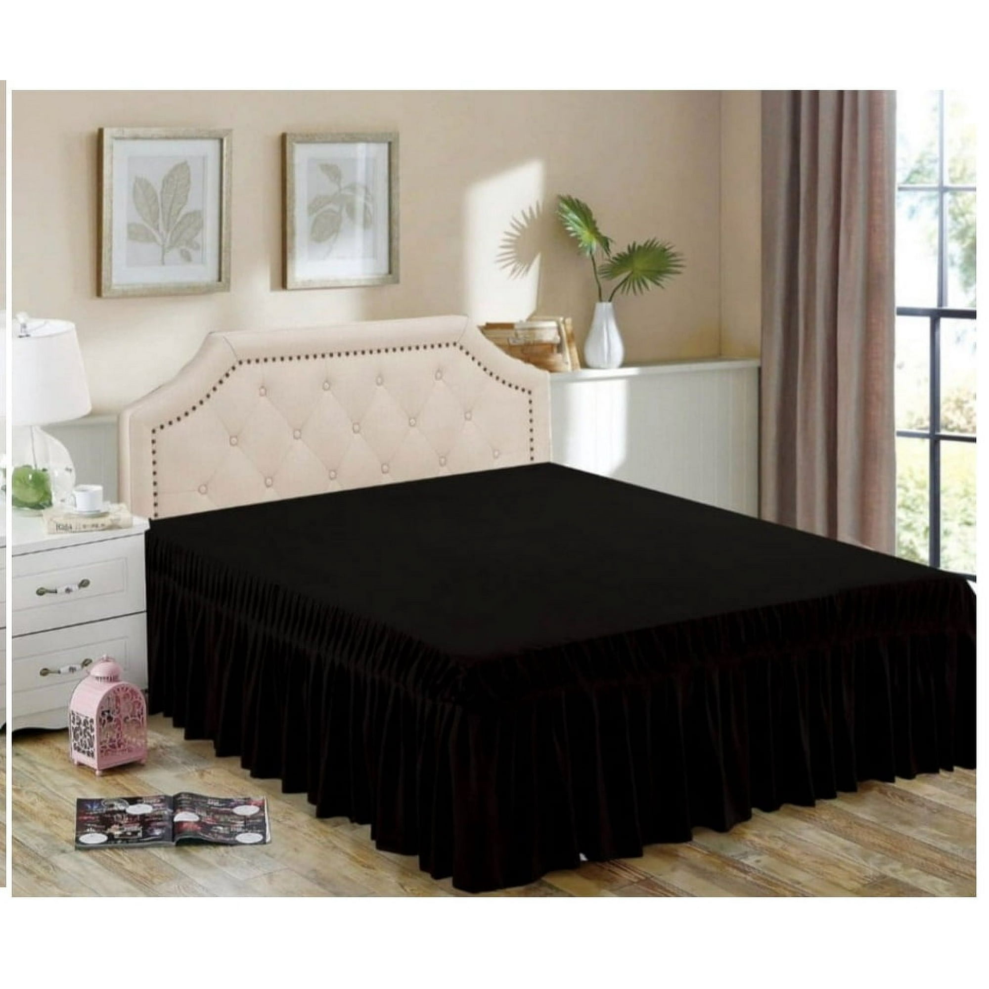 Aladdins Shop - Faldon Para Cama 1,5 Plaza Color Negro