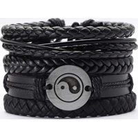 Genérico - Pulsera Cuero Brazalete Negro Místico