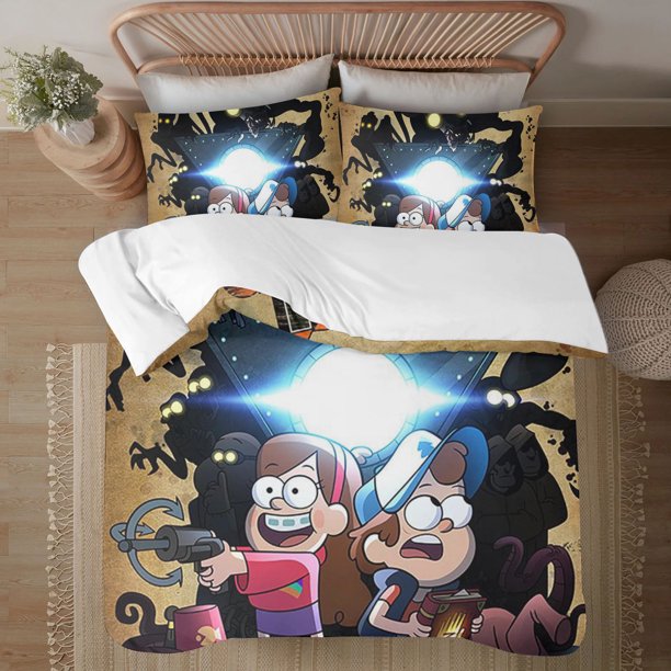 Gravity Falls 3-Piece Bedding Set For Kids Boys Girls Adult Cartoon Warm Cute Fashion Holiday Present Gift Bed Sheets