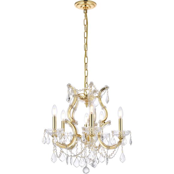 Lámpara de Araña Elegant Lighting 2800D20G/RC 6 Luces Cristal Dorado