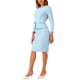 thumbnail image 4 of INSPIRE CHIC Vestido ajustado de mujer con peplum, atuendo de maestra para el regreso a clases, cuello redondo, manga larga, cintura alta, vestido de trabajo midi, azul cielo, talla S, 4 of 5