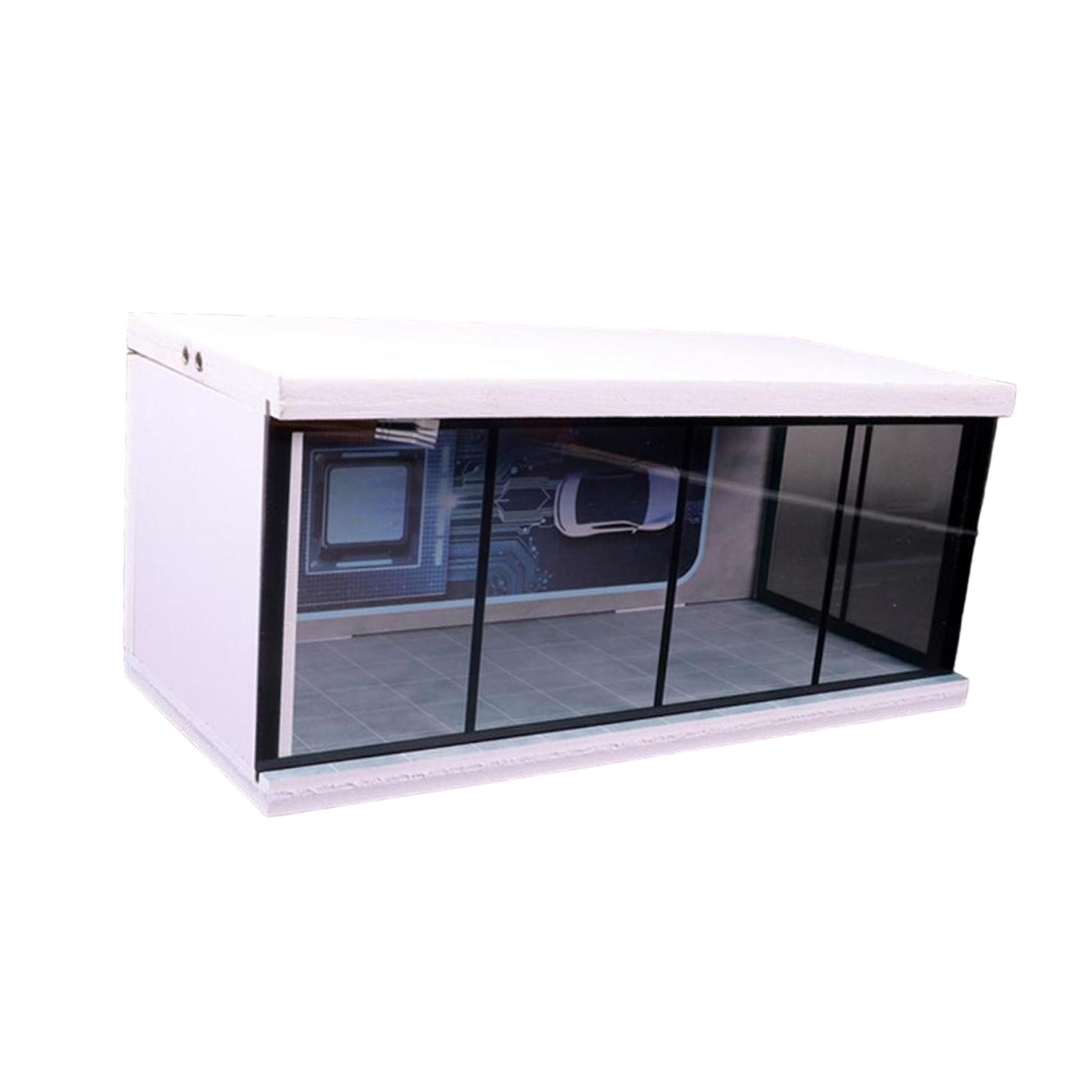 Magideal - Estuche De Exposición Para Estacionamiento 1:64, Fondo De Exhibición De Coche Fundido A Presión, Coleccionables Protectores Iluminados Para Figuras De Tecnología Del Coche