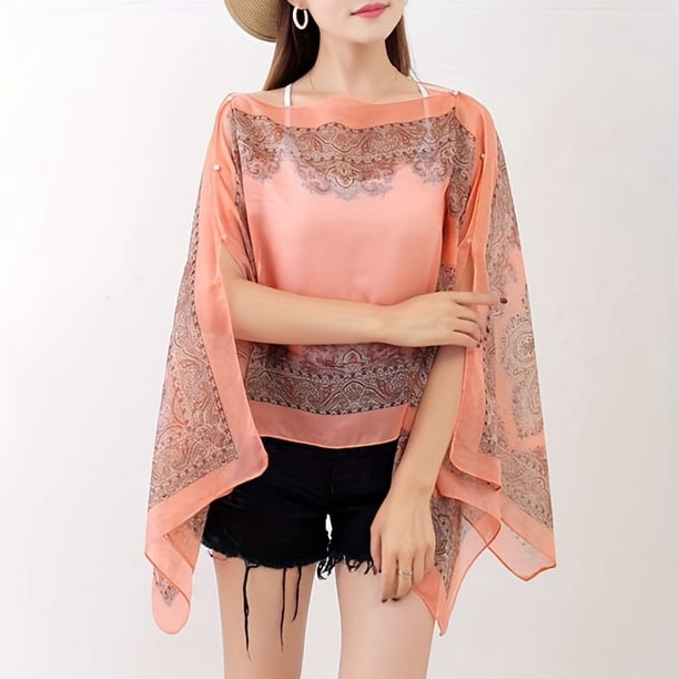 Stylish Paisley Print Chiffon Shawl - Perfect for Boho Trend, Sunscreen Wrap, Travel & Beach!