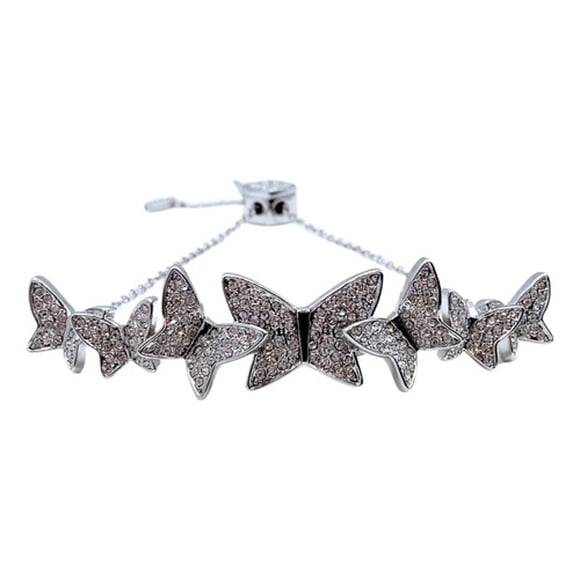 Pulsera Brazalete Mariposa, Circonita Pavé, Regalo  Plateado 8 Cm 24 Cm