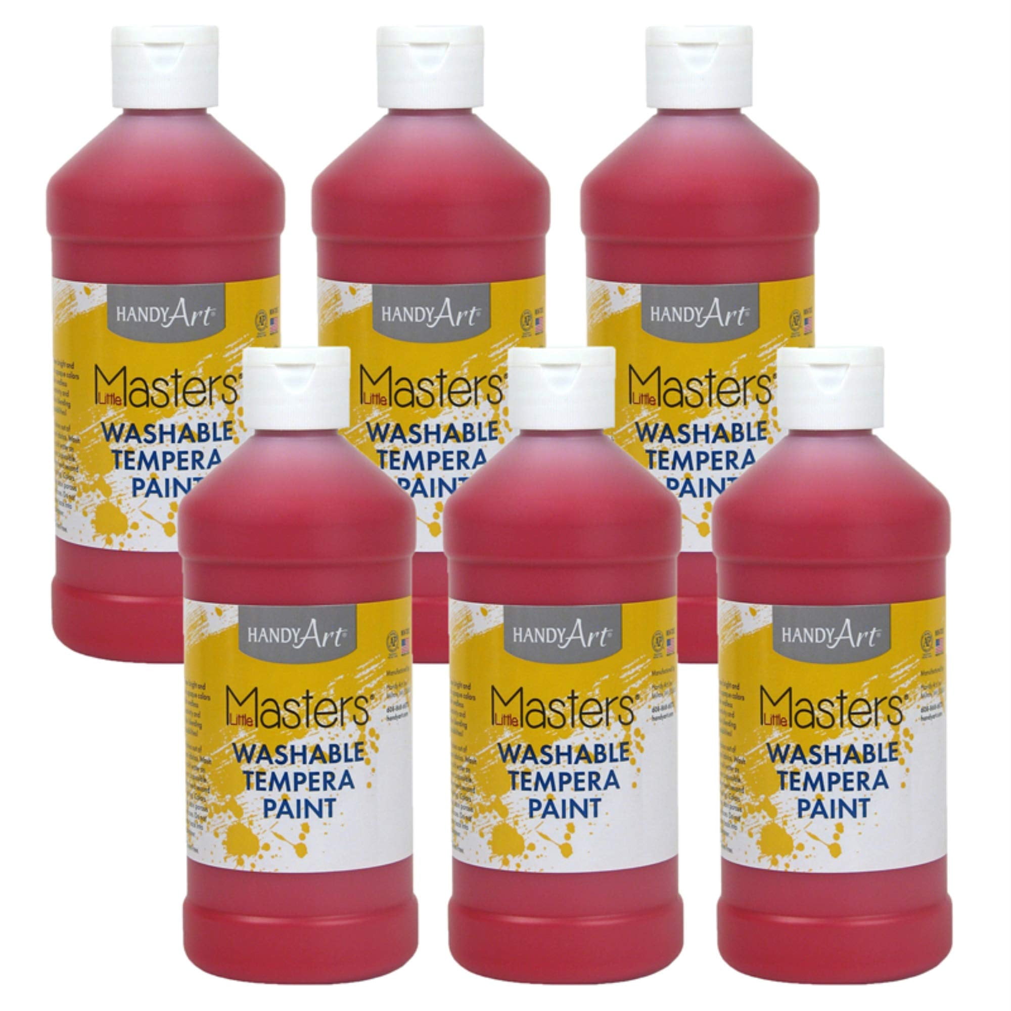 Pintura Lavable Handy Art Little Masters, Color Rojo, 480 Ml, Paquete De 6