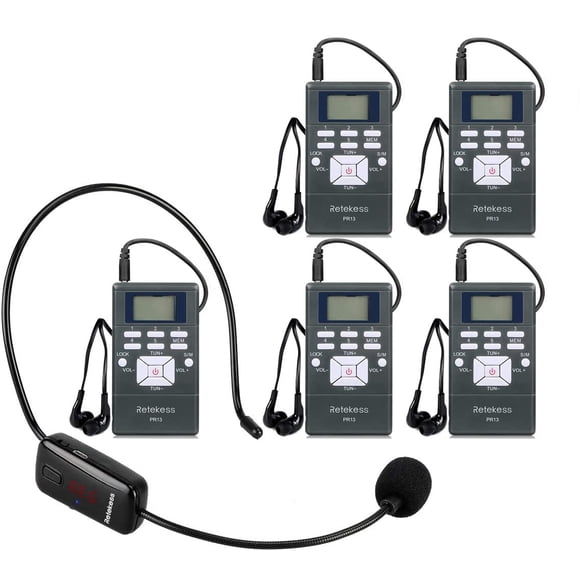Auriculares inalámbricos Micrófono Retekess TR503 con 5 receptores PR13