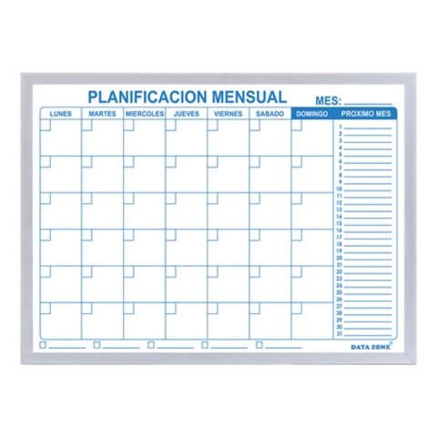 Data Zone - Pizarra Magnética Calendario Planificador Mensual 60X45 Blanco