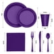 thumbnail image 2 of Juego de vajilla de fiesta desechable, 350 piezas, color morado para 50 invitados, 2 of 7