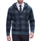 thumbnail image 1 of INSPIRE CHIC Chaqueta de Suéter de Punto a Cuadros con Forro de Lana y Cremallera con Capucha para Hombre L Azul Oscuro, 1 of 6