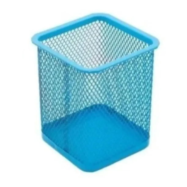 Porta Lápiz De Rejilla Malla Negra Metálica Oficina azul 1