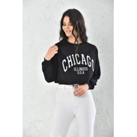 Home Fashion - Poleron Chicago Manga Larga Crop Mujer Negro Talla M