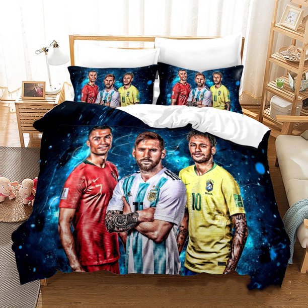 Soccer CR7 Duvet Cover Ronaldo Microfiber Bedding Set 3PC Kids Comforter Cover Set