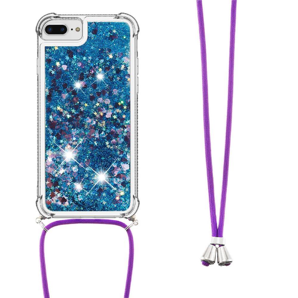 Funda Foxdock Para Iphone 7 Plus/8 Plus Con Cuerda Ajustable, Brillo Líquido, Protección Antigolpes Y Lente – Ideal Para Regalo