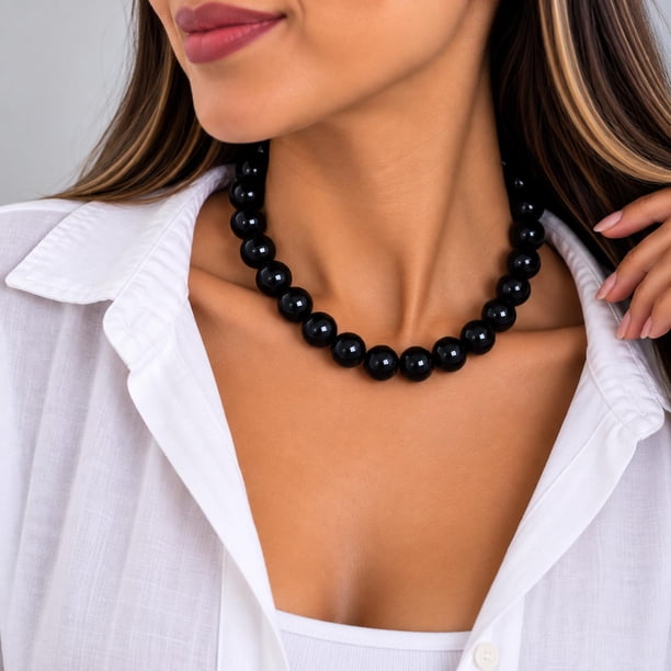 Collar Balloon Chicle Chunky De Cuentas Medianas Unisex negro 22