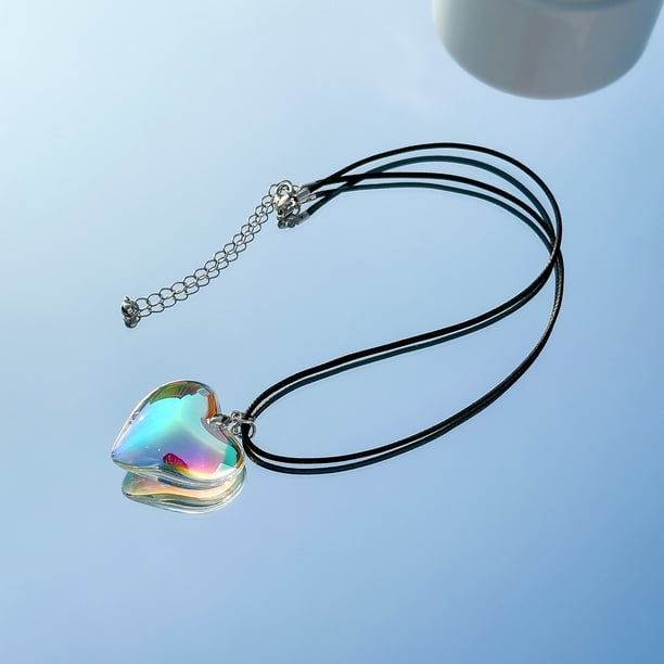 Gargantilla con colgante de corazón grande: collar de cristal grueso con forma de corazón hinchado para mujer, joyería Y2K, regalo para adolescentes.