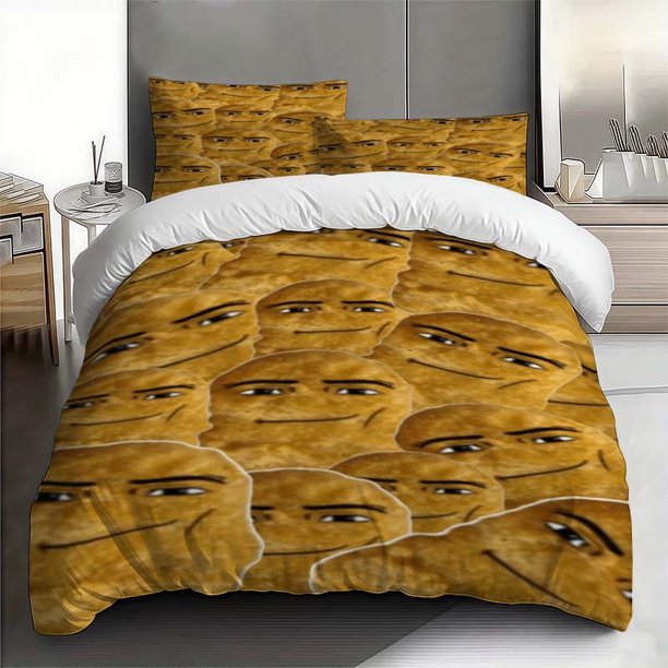 Potato Face Collage Fun Themed Bedding Set Duvet Cover and Pillowcase Set