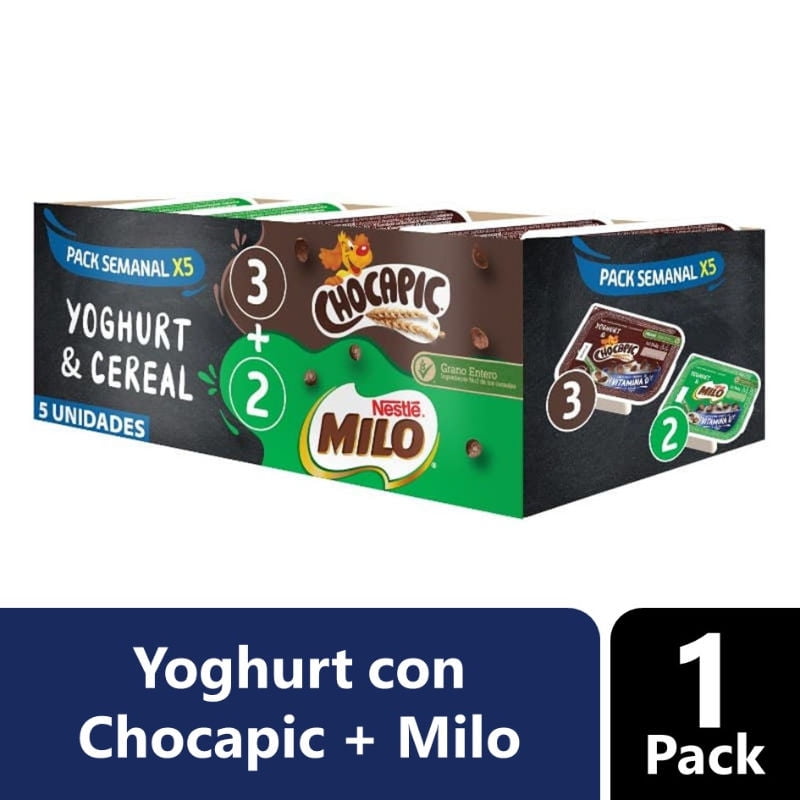 Yoghurt Con Cereal Chocapic (3 Un) + Milo (2 Un)pack 710 g Nestlé