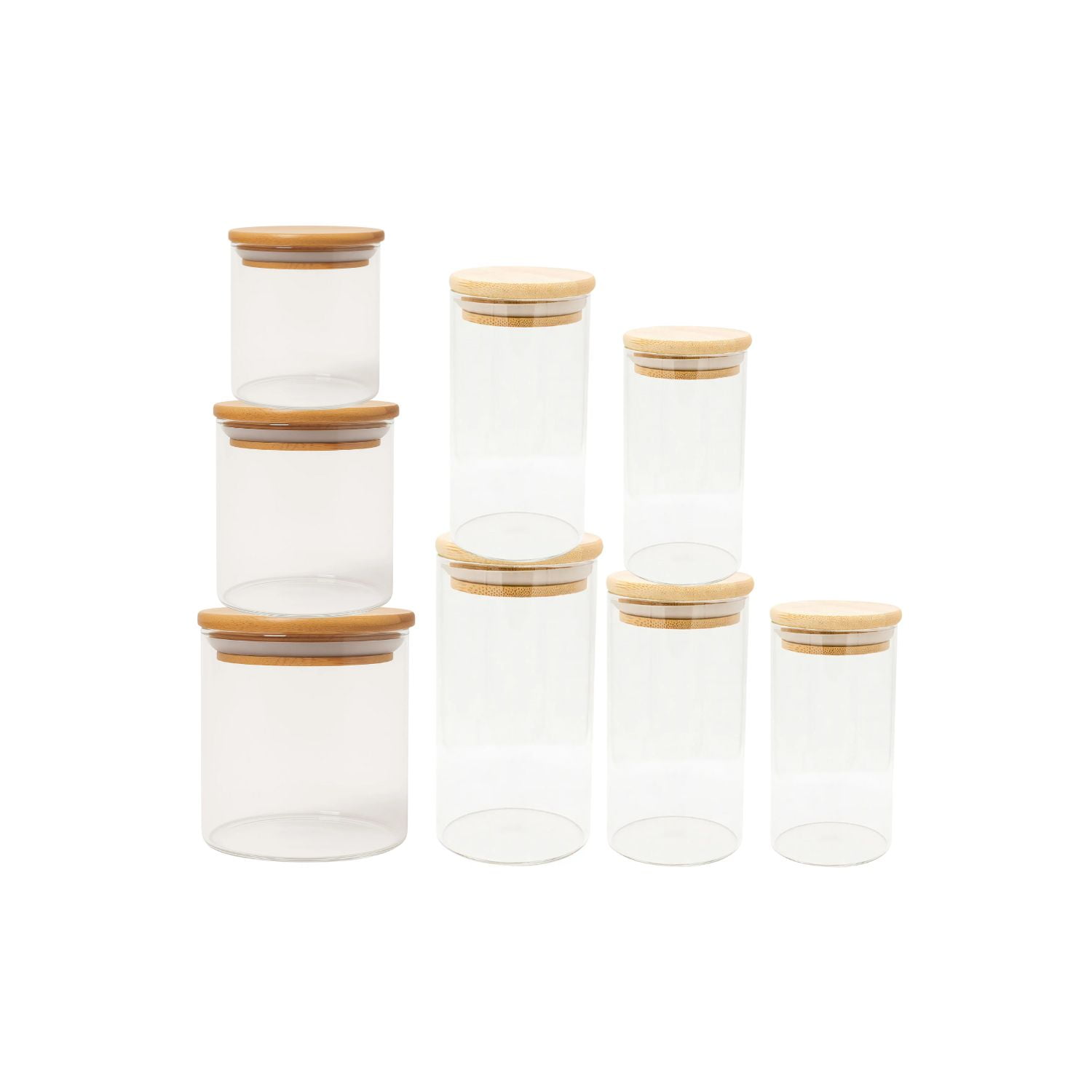 Genérico - Set 8 Frascos Contenedores Especias Vidrio Con Tapa Bambu