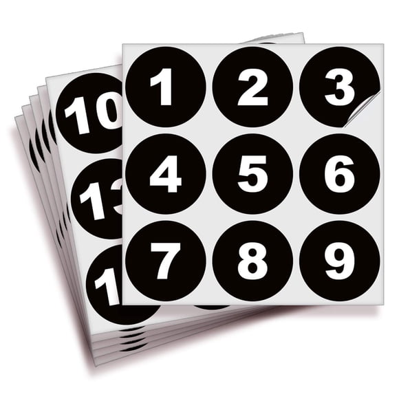 iSYFIX Etiquetas Numeradas Negras, 2 pulgadas, del 1 al 50, 1 juego