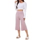 thumbnail image 2 of INSPIRE CHIC Pantalones Capri de Cintura Alta para Mujer, Pierna Ancha, Yoga, Pantalones de Salón con Cintura Elástica M Rosa, 2 of 6