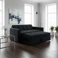 Muebles New - Sofa Cama Novus Tres Posiciones Negro Felpa