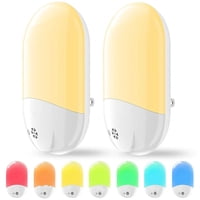 Xusx111 - Luz Nocturna Enchufable Para Niños, Lámpara Nocturna Compacta De Color Cambiable Con Sensor De Anochecer Al Amanecer, Iluminación Nocturna Blanca Cálida Para Habitación Del Bebé, Dormitorio,
