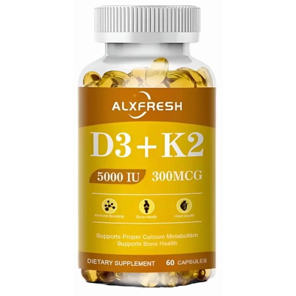 Vitamina D3 (5000iu) + K2 (300mg) - 60 Capsulas
