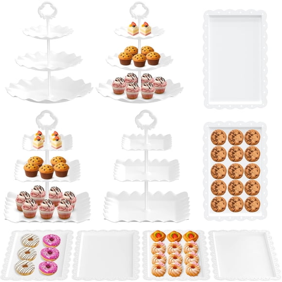 Set RICCLE de 10 piezas, exhibidor de postres de 3 niveles