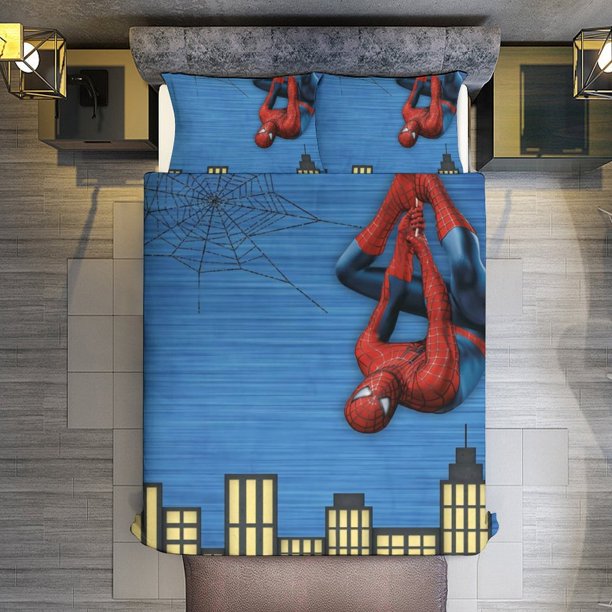 Spider-Man Upside Down Comforter Set for Kids Boys Teen Men Tween 3D Lightweight Microfiber Bedding Sets