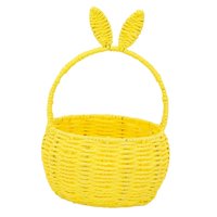 Magideal - Cesta Tejida, Cesta De Mano, Decoración De Pascua Con Orejas De Conejo, Cesta De Almacenamiento Con Asa, Cesta De Pascua Para Regalos De Dulces, Fruta Amarillo