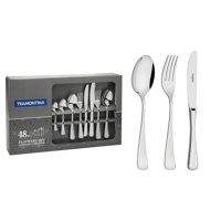 Juego De Cubiertos De 48 Piezas Tramontina Mônaco De Acero Inoxidable Con Cuchillos De Mesa Forjados
