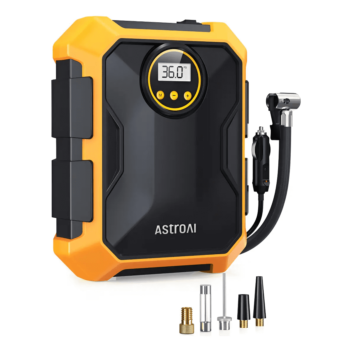Compresor De Aire Belug Portátil Digital Dc Todo Neumático Negro Amarillo