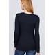 thumbnail image 2 of Saronite Camiseta Térmica Básica de Manga Larga con Cuello Henley de Algodón Acanalado, Azul Marino (para Mujer), 2 of 3