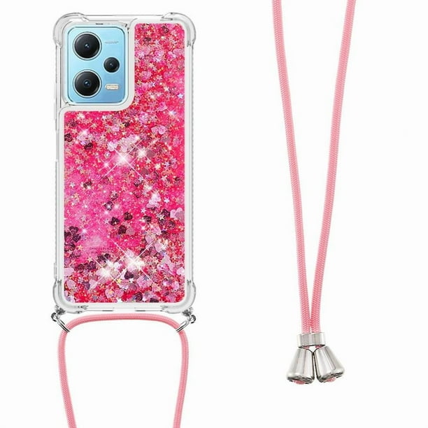 Funda FOXDOCK para Xiaomi Redmi Note 12 4G con Cuerda Ajustable, Brillo Líquido, Protección Antigolpes y Lente – Ideal para Regalo