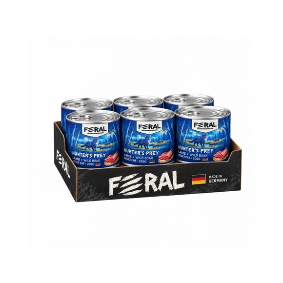 Lata Feral Gatos Adultos Cordero - Jabalí 200 Grs. X 6 Un.