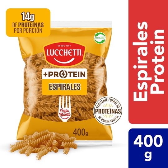 Fideo Pasta Proteína Espirales Bolsa 400 g Lucchetti
