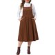 thumbnail image 1 of Agnes Orinda Disfraces de Halloween para Mujeres Tallas Grandes Vestido Peto de Pana con Tirantes Ajustables Vintage Cómodo Otoño Invierno Vestidos de Peto Plisados con Bolsillos 1X Marrón, 1 of 6