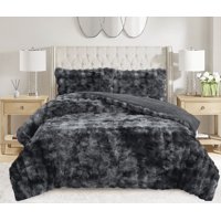 Angeles Del Hogar - Cobertor Peludo De Felpa Con Chiporro 2 Plazasnegro Jaspeado