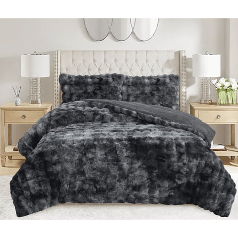Angeles Del Hogar - Cobertor Peludo De Felpa Con Chiporro 2 Plazasnegro Jaspeado