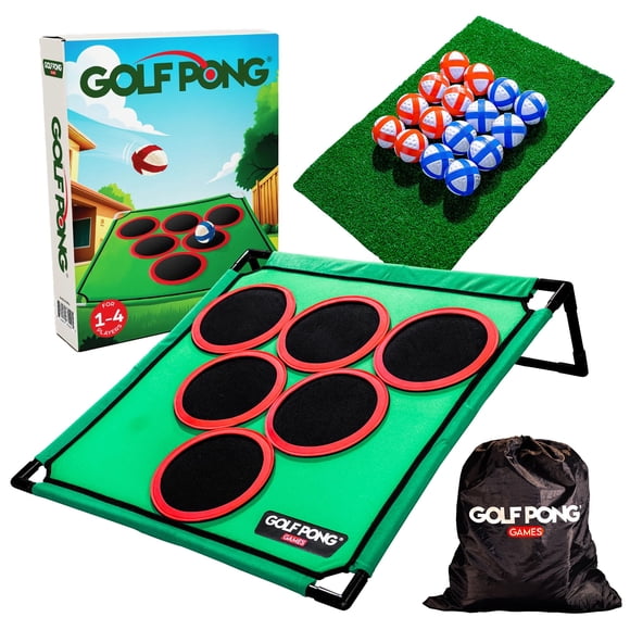 Juego de golf Golf Pong para patio trasero con 16 pelotas y tapete de velcro astillables