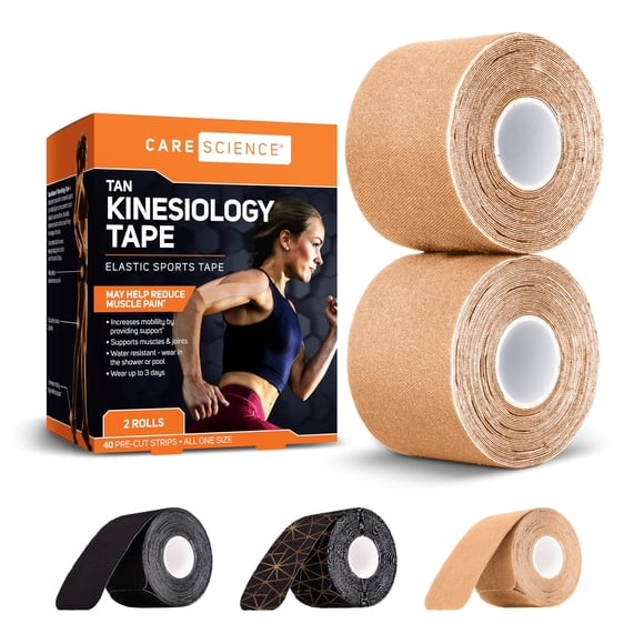 Cinta Kinesiology Care Science impermeable para deportes, 2 rollos