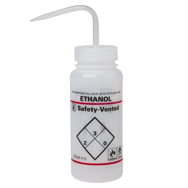 Botellas de lavado SP Bel-Art con ventilación de seguridad, 500 ml, etanol (paquete de 3)