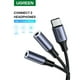 thumbnail image 2 of Cable Splitter Audio Estereo Usb-c/2jack 3.5mm M/h 20cm Negro Av144, 2 of 2