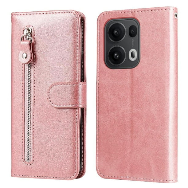 Funda con Cremallera para OPPO Reno 14 Pro 5G, Carcasa Cartera de Cuero PU con Soporte y Tarjetero