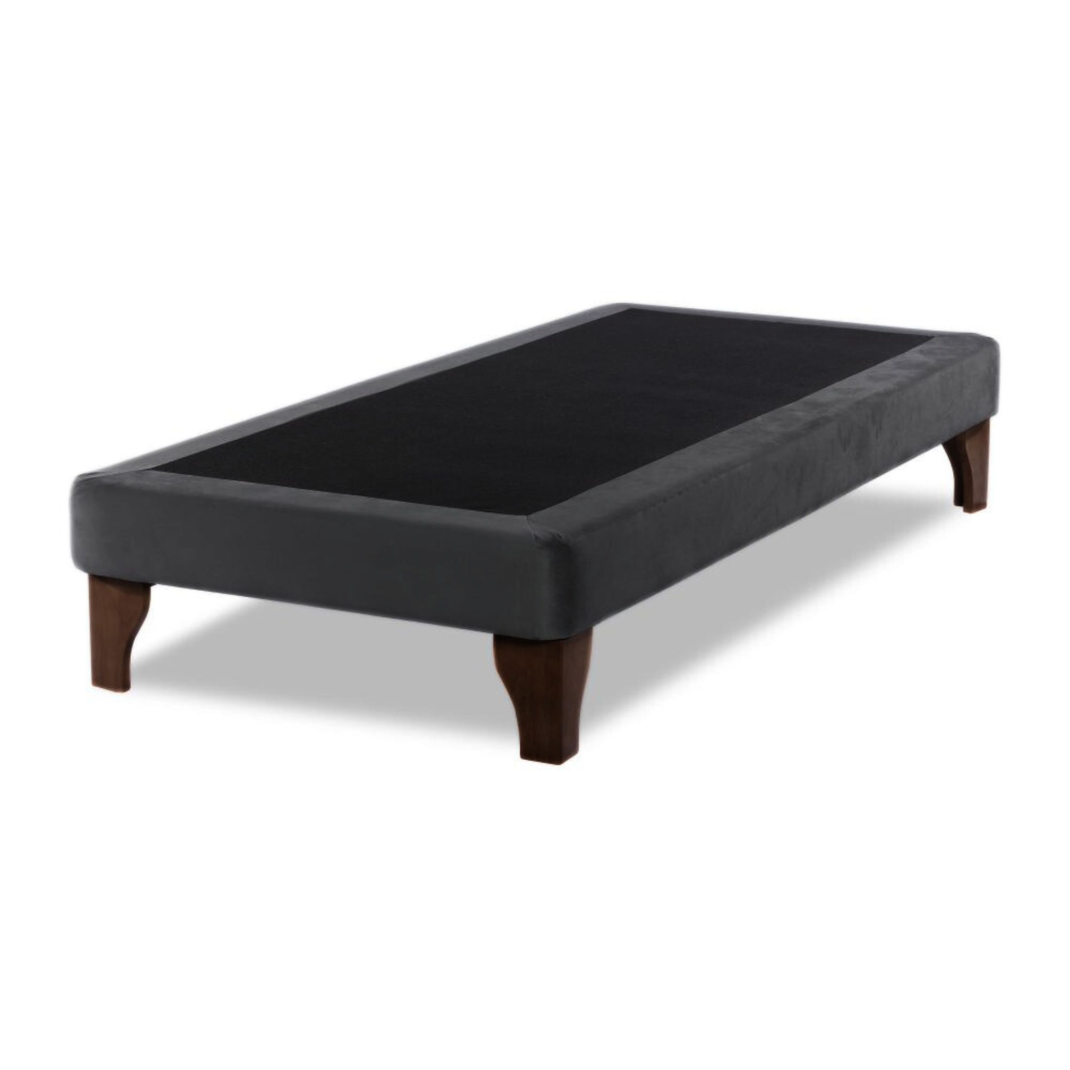 Dulces Sueños - Base De Cama Europea 1 Plaza Gris Oscuro Felpa 90X190Cm