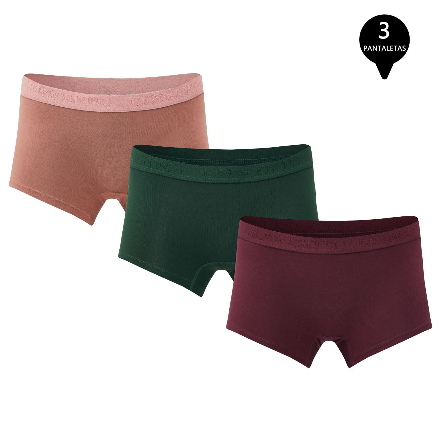 Giovacchino - Pack De 3 Calzones Boxer Pantaleta Bambú Mujer
